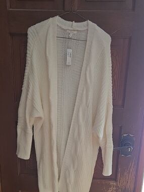 Maurices Cream Open-Front Knit Cardigan